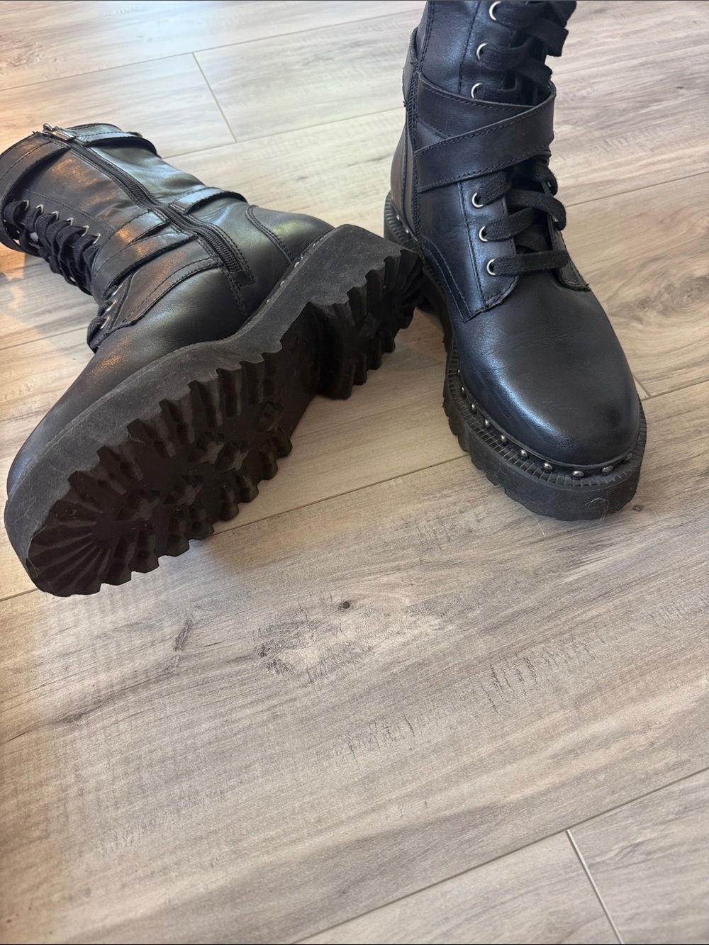 Vince Camuto Black Combat Moto Boots - Picture 8 of 8